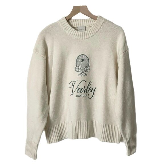 Varley Edie Namesake Court Club Knit Sweater in Egret Cream Size Large - Picture 2 of 8